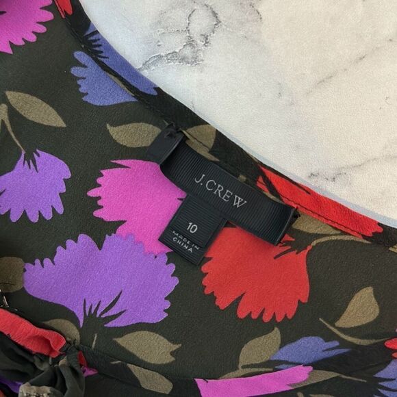 J. Crew Silk Floral Ruffle Detail Sleeveless Blouse 10 - Picture 4 of 6